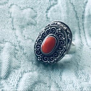 Vintage Ornate Poison Ring Sterling Silver
